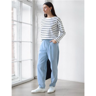 Лонгслив в полоску из премиального хлопка с эластаном