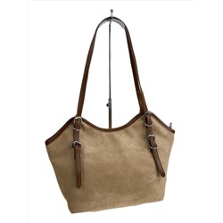 Женская сумка из искусственной замши, цвет бежево-коричневый