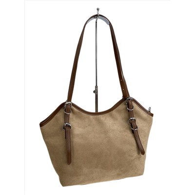 Женская сумка из искусственной замши, цвет бежево-коричневый