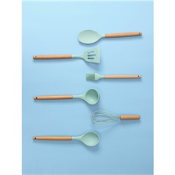 Набор кухонных принадлежностей Доляна «Лиам», 7 предметов, 33×12.5×12.5 см, бирюзовый