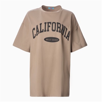 Футболка женская Little Secret, коричневая, размер оверсайз (42-46)