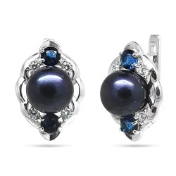 Серьги из серебра жемчуг, См098ч