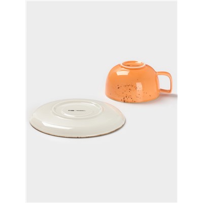 Чайная пара Magistro «Церера», 2 предмета: чашка 250 мл, блюдце d=16.3 см, фарфор, оранжевая