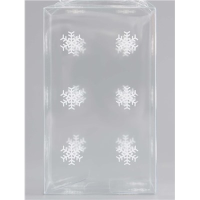 Коробка подарочная новогодняя складная ПВХ «Снежинки» 6×6×10 см