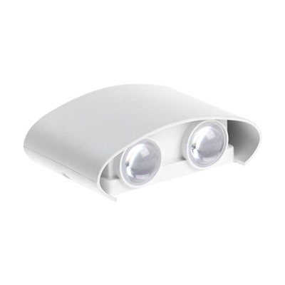 Светильник фасадный «Полусфера», 4 Вт, 3000К, 2 луча, IP65, 220 В, пластиковый корпус, белый, свечение тёплое белое