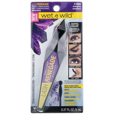 Wet n Wild, Тушь для ресниц Lash Renegade, оттенок Avenging Amethyst, 8 мл