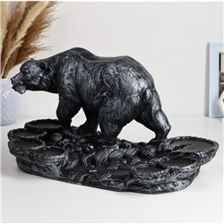 Подставка для бутылки «Медведь», 45×23×25 см, серебро