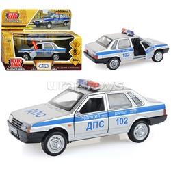 Машина металл LADA-21099 "Спутник" Полиция 12 см, (свет-звук, двери) в коробке