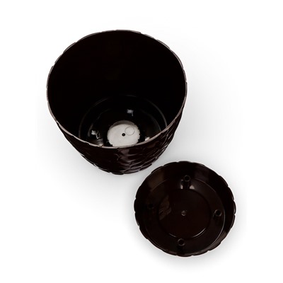 Горшок для цветов с поддоном «Камешки», 5 л, пластик, шоколадный