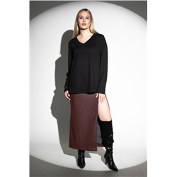 Лонгслив с V- образным вырезом (Черный)