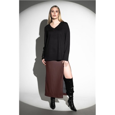 Лонгслив с V- образным вырезом (Черный)