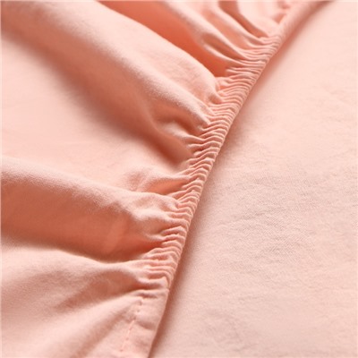 Простыня на резинке 1.5-спальная «Этель», 160×200+25 см, персик, жатый хлопок