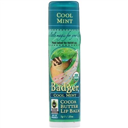 Badger Company, Бальзам для губ с маслом какао, прохладная мята, 0,25 унций (7 г)