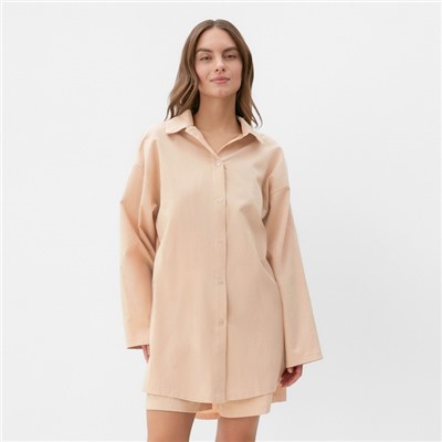 Пижама женская (рубашка, шорты) KAFTAN, размер 40-42, бежевая