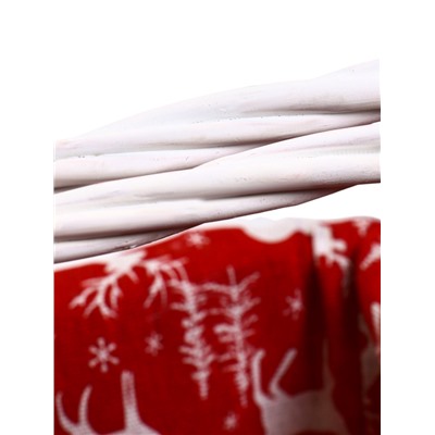 Корзина плетёная для хранения «Новогодняя», 37×28×18 см, ручка h=13 см, белая