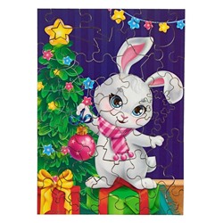 Пазл фигурный «Новый год! Поздравление от зайки», 40 деталей