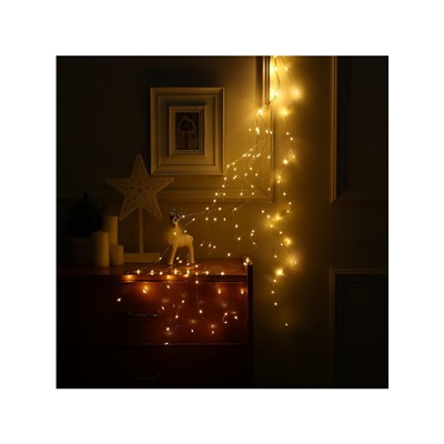 Гирлянда «Конский хвост» 10 нитей по 1.5 м, IP20, серебристая нить, 150 LED, свечение тёплое белое, 12 В