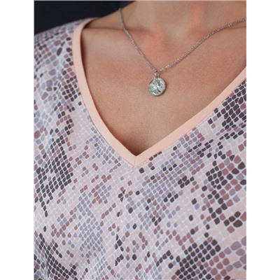 Платье свободное с V-вырезом из 100% хлопка с поясом и разрезом