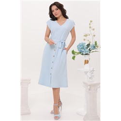 Платье голубое с V-образным вырезом