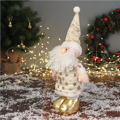 Игрушка мягкая «Дед Мороз цветочек» 59×21 см/40×21 см, золотисто-белый