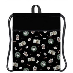 Сумка для сменной обуви 36х47 см "Кофейные истории" с карманом на молнии и петлей для подвеса (093924) 21028 Хатбер