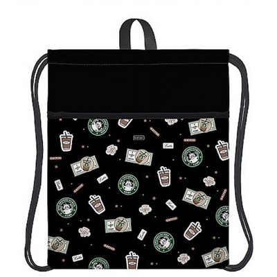 Сумка для сменной обуви 36х47 см "Кофейные истории" с карманом на молнии и петлей для подвеса (093924) 21028 Хатбер