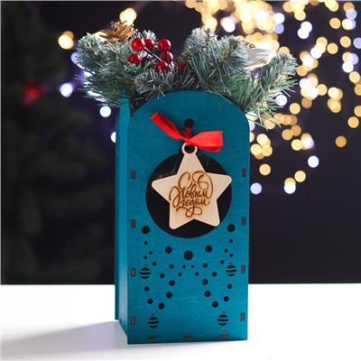 Подарочная коробка деревянная с ёлочной игрушкой «Звёздочка», упаковка, 12.6×11.8×26 см