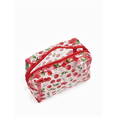 Косметичка женская Cherry, для бассейна, на молнии, прозрачная, красная