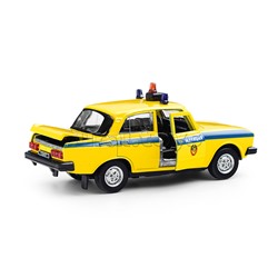 Машина металл ретро-модель Милиция,12,5см,св-зв, перед. дв.,инер.,желтый, кор.