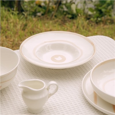 Тарелка для пасты SL Home «Гато», 170 мл, d=21 см, фарфор, белая