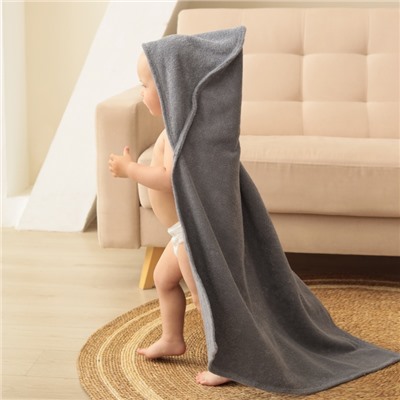 Полотенце - уголок махровое «Крошка Я», 85×85 см, хлопок 100%, серое