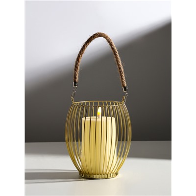 Подсвечник металл на 1 свечу «Корзина», d=10 см, бронза, 15×15×17 см