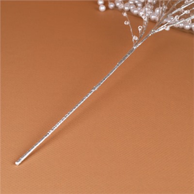 Ветка декоративная стеклярус 84 см / MA694 /уп 80/240/серебро