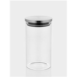 Банка для сыпучих Magistro «Стиль», 1 л, 10.3×19 см, с металлической крышкой, стекло, прозрачная