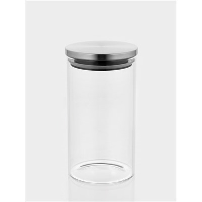 Банка для сыпучих Magistro «Стиль», 1 л, 10.3×19 см, с металлической крышкой, стекло, прозрачная