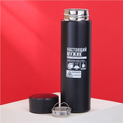УЦЕНКА Термос с индикатором температуры «Настоящий мужик», 500 мл, сохраняет тепло 8-10 ч
