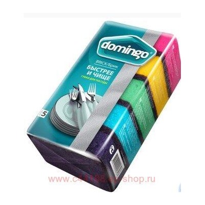 Чистюля Губка для посуды Доминго для посуды Брик 5 шт П0401