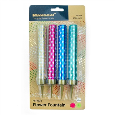 Фейерверк для торта MF-004 Разноцветный огонь / Flower fountain (упаковка 4 шт.)