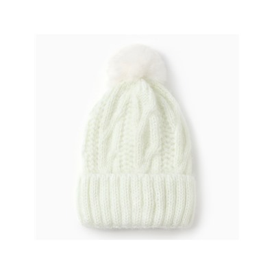 Шапка с помпоном женская MINAKU, молочная, размер 56-58