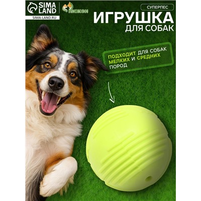Мяч для собак «Суперпес», 6.5 см, рифленый, TPR, жёлтый