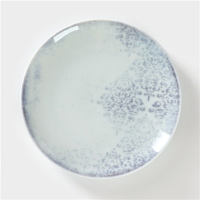 Тарелка Добрушский завод «Тулуза», d=17.5 см, фарфор, белая, синяя