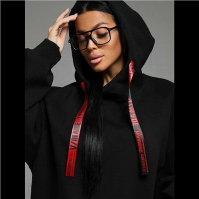 Худи женская Камелия (черный кошка)