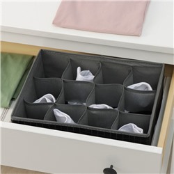 Органайзер для хранения белья Доляна «Кло», 12 ячеек, 32×24×12 см, чёрный