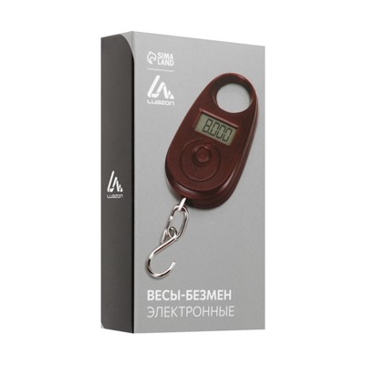 Весы-безмен Luazon LVU-01, электронные, до 25 кг, точность до 5 г, подсветка, коричневые
