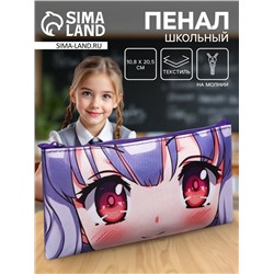 Пенал школьный, текстиль, плоский, 10.8×20.5 см «Аниме. Взгляд»