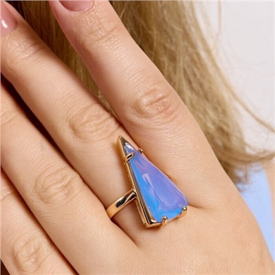 Кольцо 18 р ювелирная бижутерия коллекция "Дубай", покрытие позолота, вставка: фианит, цвет: голубой, арт.414.158-18