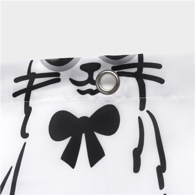 Штора для ванны Доляна Cats, 180×180 см, полиэстер, белая