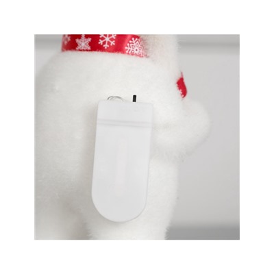 Светодиодная фигура «Медведь с посохом» 9×15×6 см, флок, батарейки CR2032×2 (не в комплекте), свечение тёплое белое