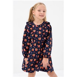 Платье Крылья длинный рукав детское (Лисички на темно-синем)