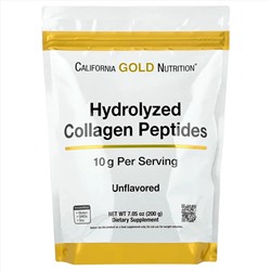 California Gold Nutrition, пептиды гидролизованного коллагена типов I и III, без добавок, 200 г (7,05 унции)